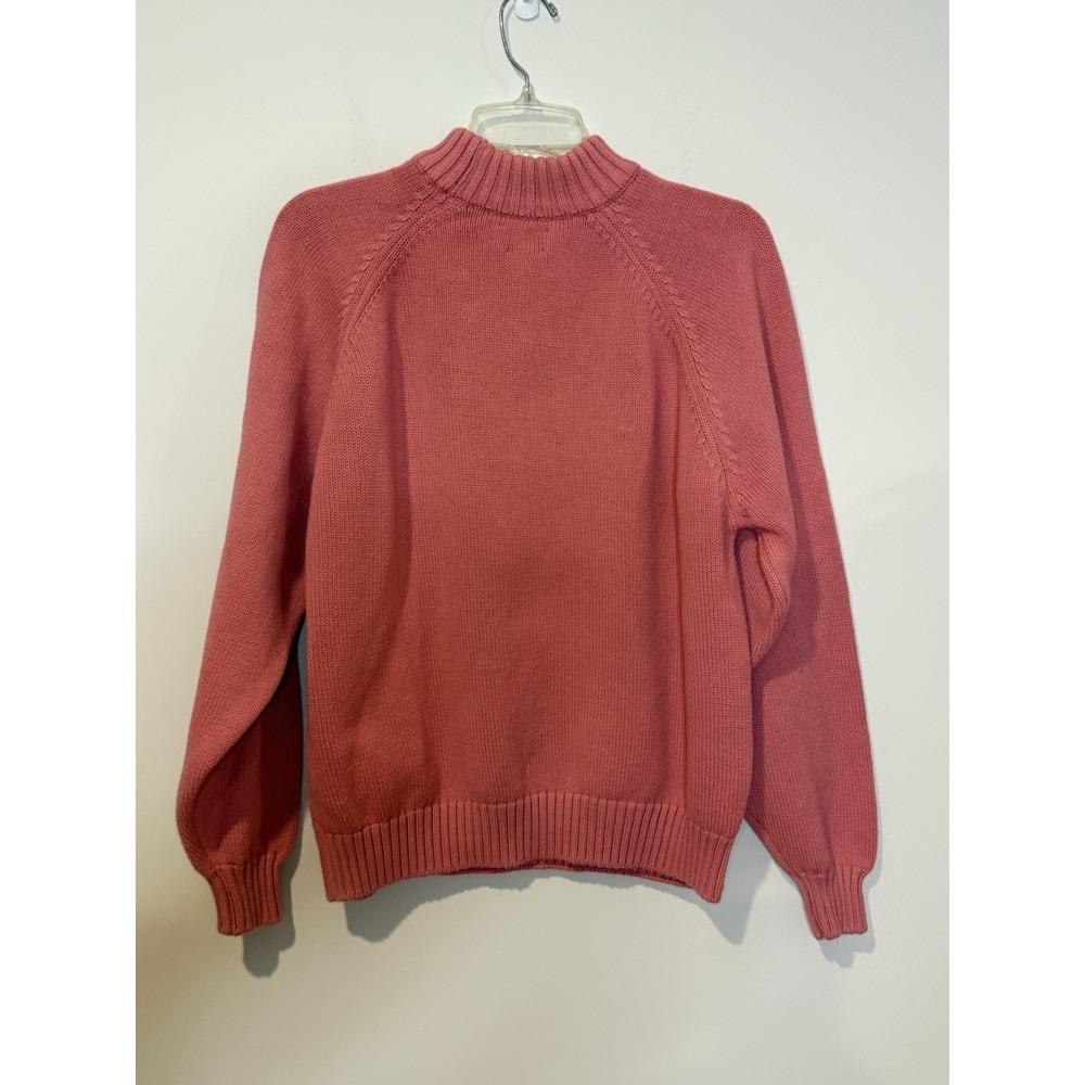 Vintage Lands End Drifter Sweater Women's LG Mock Neck USA 90s Salmon Pink - Picture 4 of 8